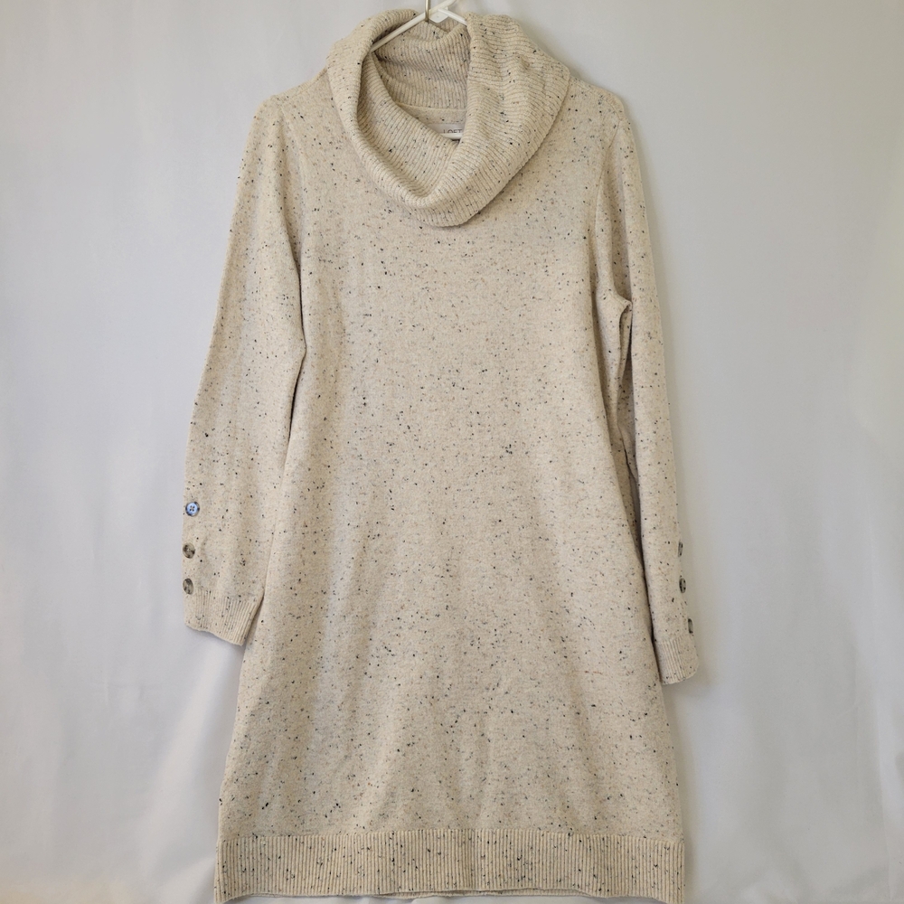 LOFT Cowl Neck Long Sleeve Knit Sweater Stretch Dress Preppy Turtleneck